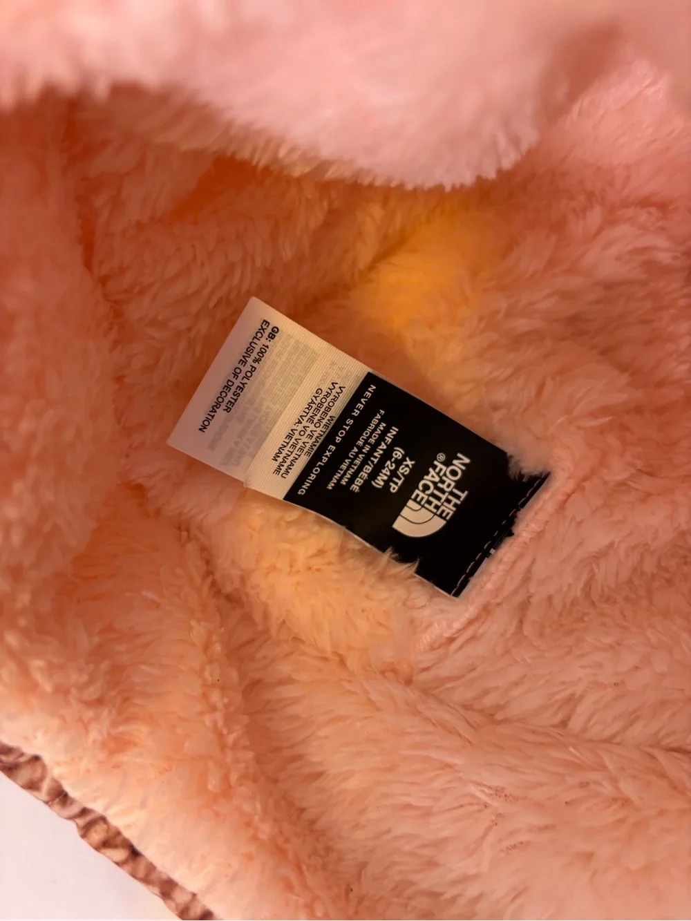 New The North Face Pink Knit Trapper Hat with Cream Faux-Fur Lining 6-24 Months